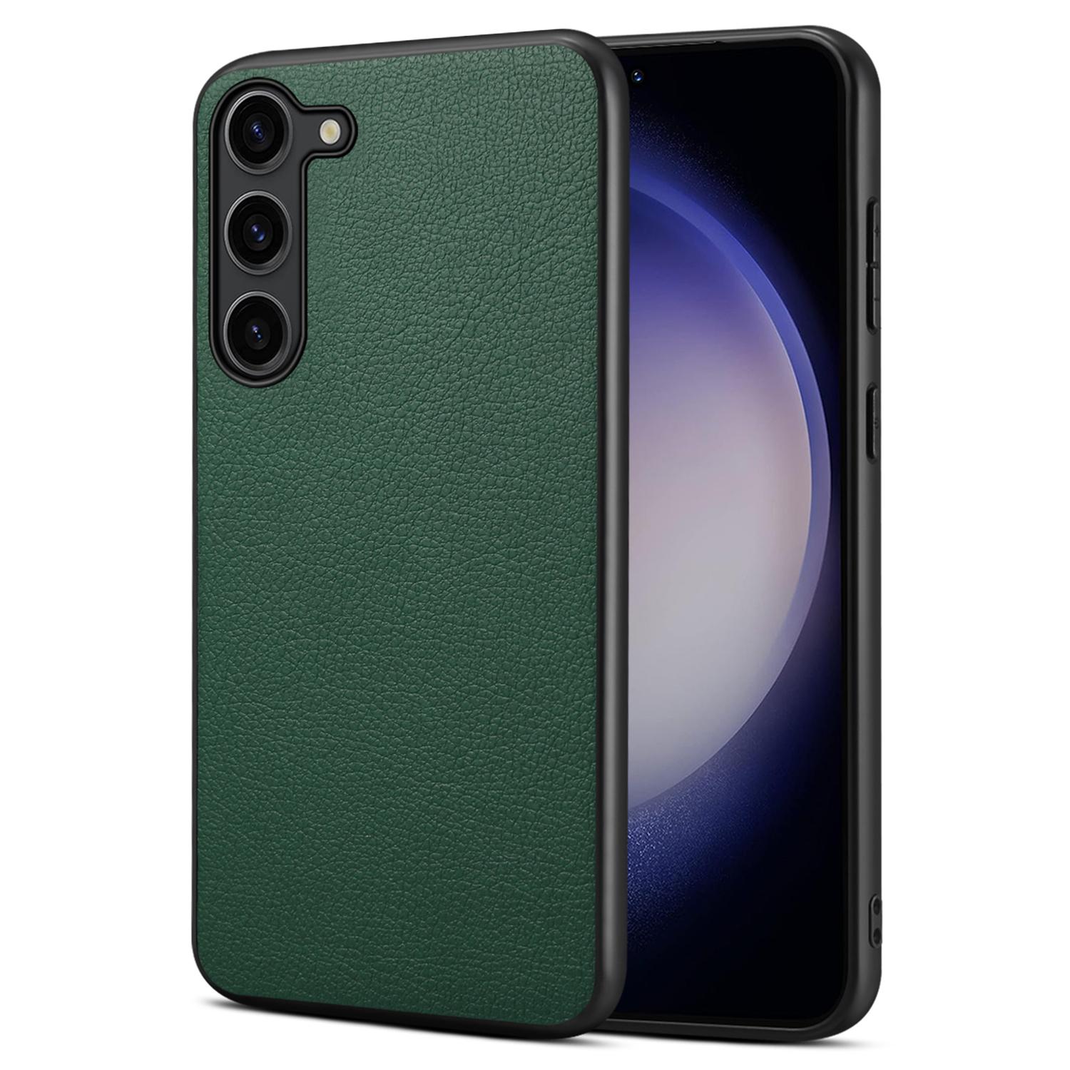 

Для Samsung Galaxy S24 Чехол с текстурой телячьей кожи PC+TPU+ПУ кожа Тонкий чехол для мобильного телефона Green