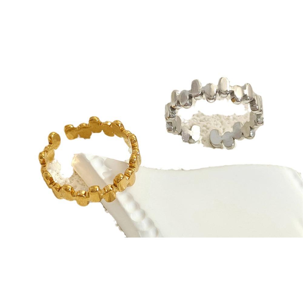 Titanium Steel Geometric Irregular Ring with 18K Gold Plating, Non-Fading, Exquisite Niche Design