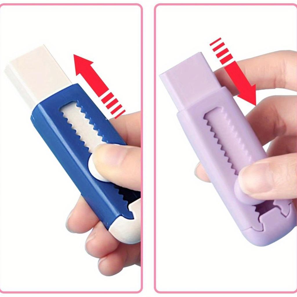 4-piece retractable pencil eraser set, rectangular shape, adjustable length, perfect choice for writing and drawing