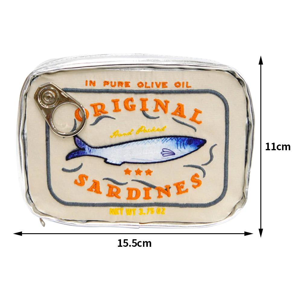 Canned Sardines Cosmetic Bag Women Travel Cute Toiletry Bag Creative Portable Fashion Zipper Makeup Pouch Handbags Beauty Bag