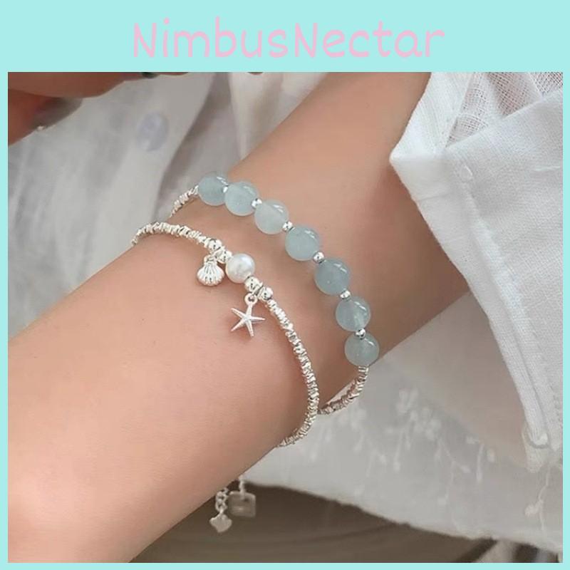 Silver Pearl Shattered Bracelet Women Ocean Star Shell Minimalist Gift Jewelry
