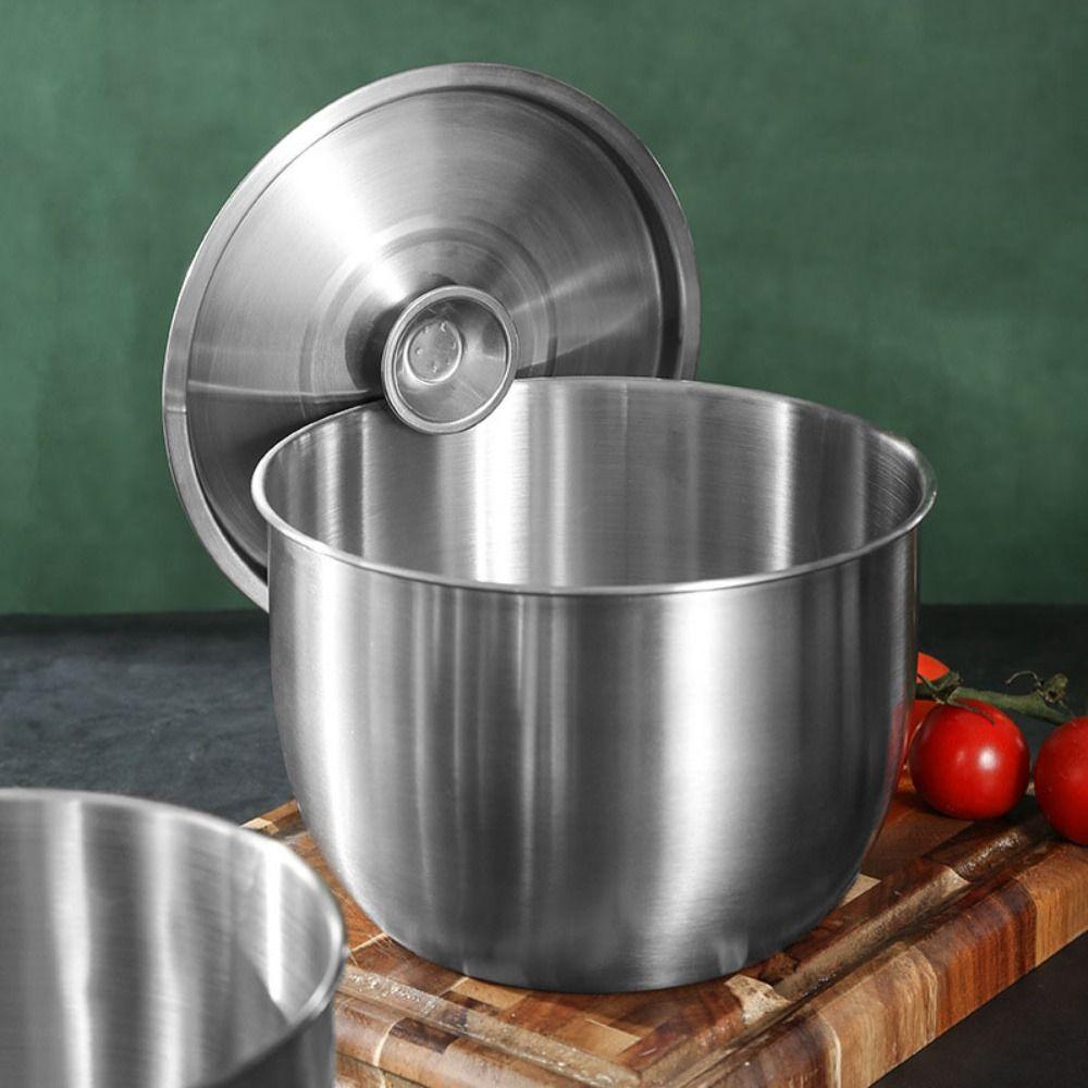 

Stainless Steel Egg Beater Basin with Lid Lard Can Household Whisk Bowl Dough S