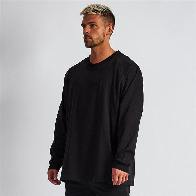 Muscleguys Fitness Clothes Men's Sports Casual Bottoming Shirt Long Sleeves Loose Simple Spring and Autumn