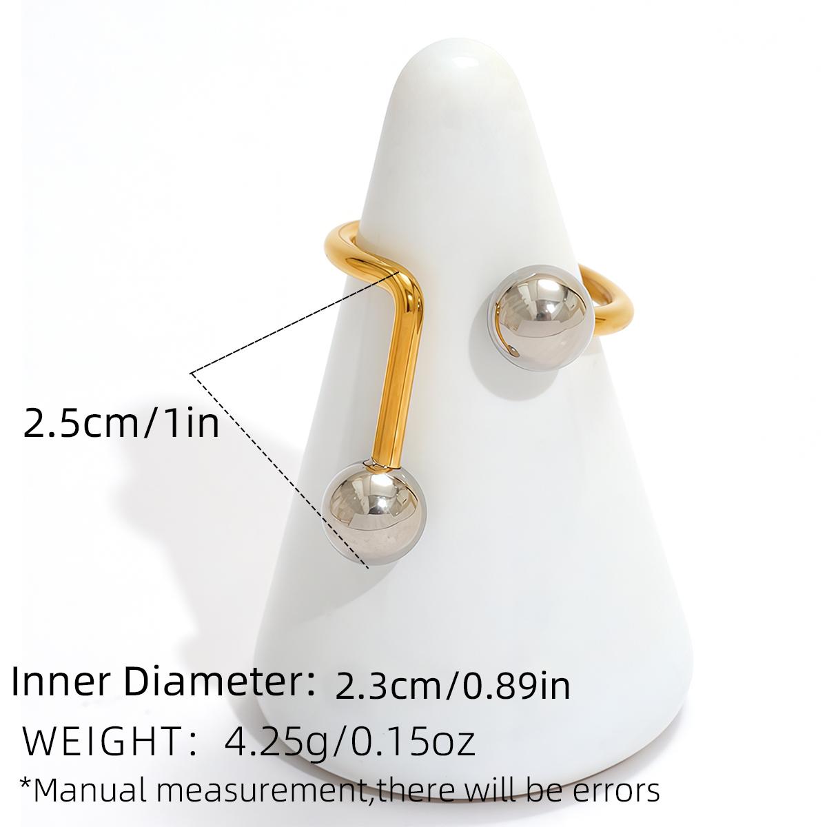 

Line Steel Balls Design Stainless Steel Rings 18K Gold Plated Waterproof Ladies Jewelry For Daily Wear Vacation Seaside