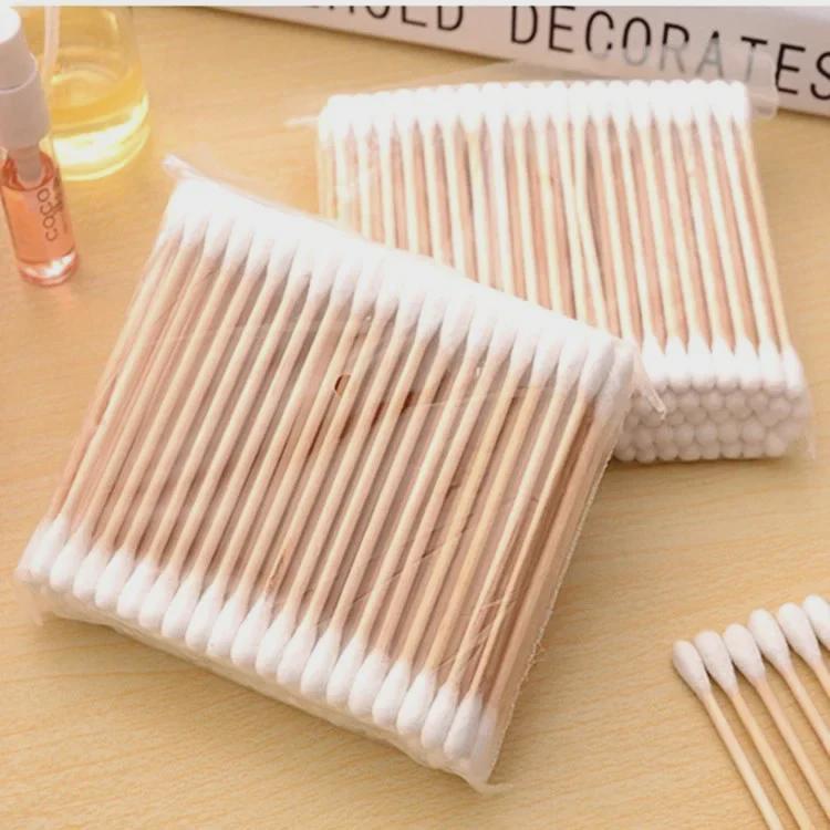Double-Headed Wooden Cotton Swabs - Disposable, Ear Cleaning, Makeup, Baby Safe, Free Shipping.