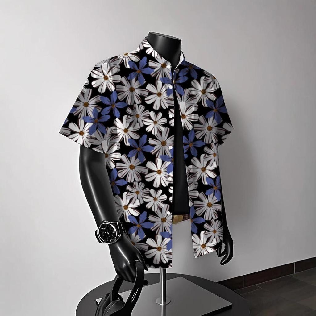 Heren Vintage Hong Kong-Stijl Hawaiiaans Bloemen Korte Mouw Shirt: Trendy Zomerstrandkleding voor Koppels
