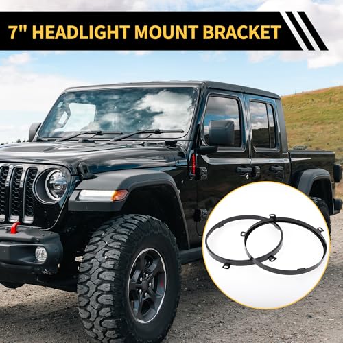 REPAIROCK Kompatibel mit Jeep Wrangler TJ 1997-2007, 7-Zoll Runde Scheinwerferblenden mit Metallringen (Links und rechts) - Paar