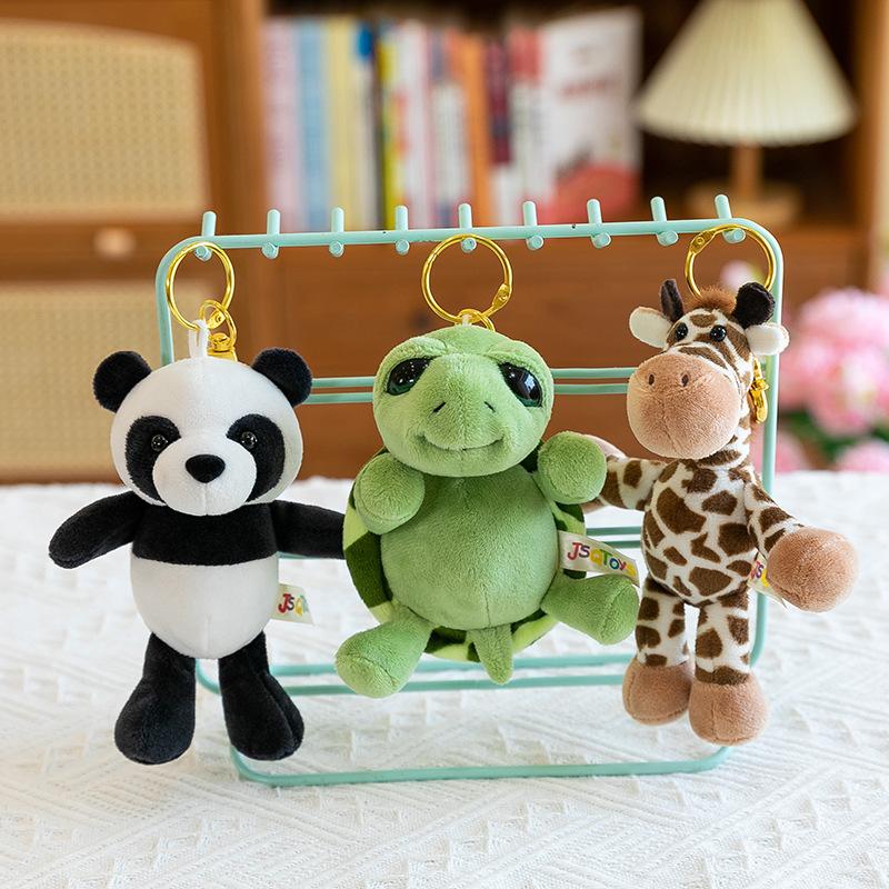 Cartoon Forest Animal Tiger Doll Plush Lion Small Pendant Turtle Doll Keychain 4 Inch Grab Machine