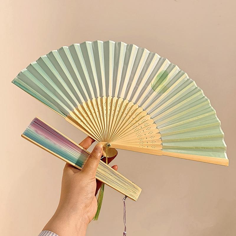 Retro Folding Hand Fan Chinese Style Dancing Fan Vintage Art Craft Elegent Photo Props Portable Woman Fans Wedding Gifts