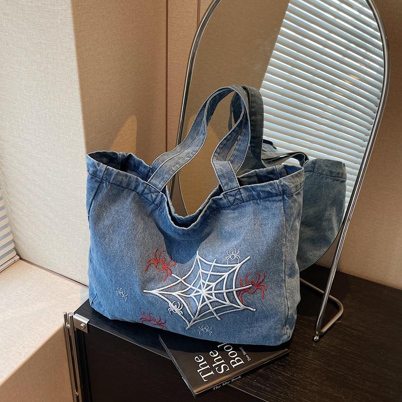 Denim bag women's large-capacity new summer versatile shoulder bag college student class bag tote bag