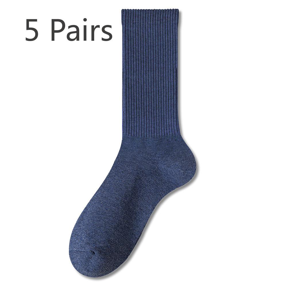 5 Paar Socken Damen Frühling und Herbst Mittelhoch Ohne Naht Schweißableitend Antibakteriell und Deodorant Weiß Baumwolle Lange Socken Sportsocken