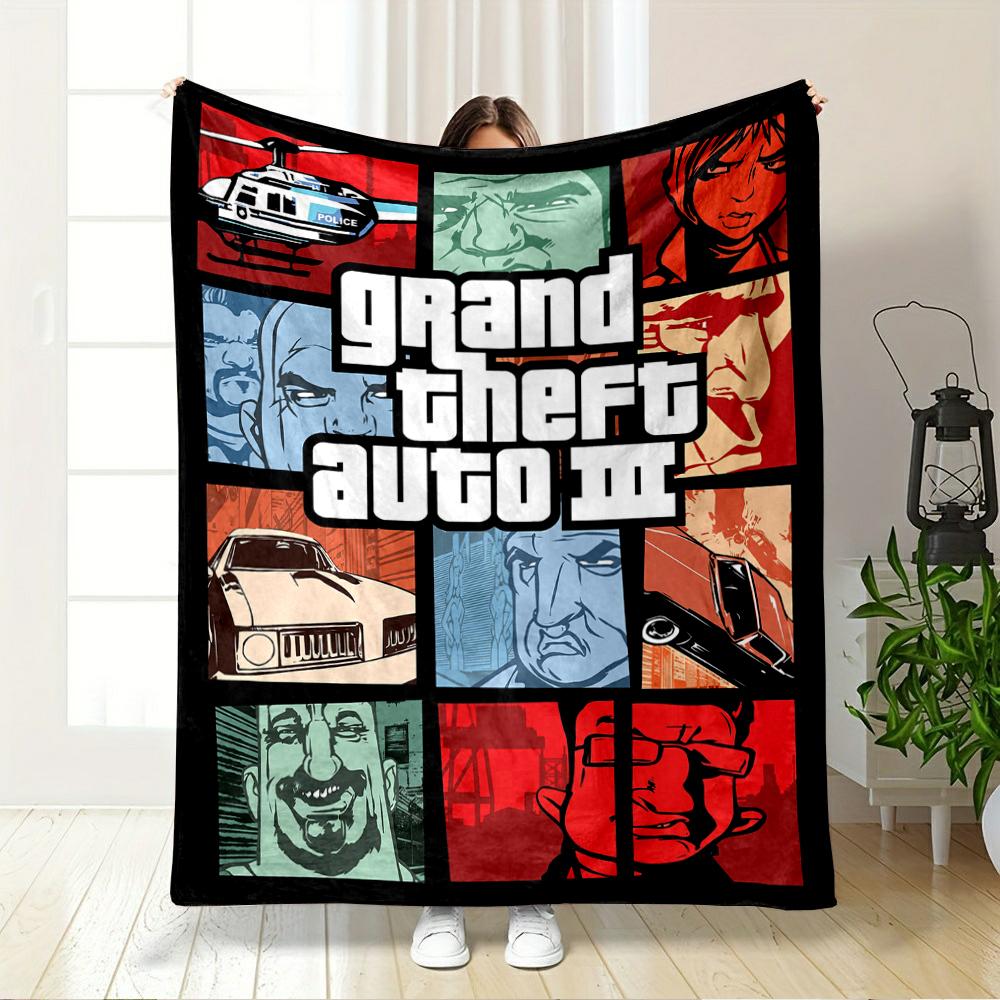 Grand Theft Auto III Art Design Blanket Flannel Blanket for Bedroom, Living Room, Sofa, and Nap Sofas.