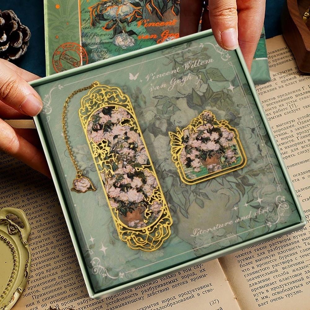 Metal Material Metal Bookmarks Classical Style Van Gogh Oil Painting Bookmarks  for Student Gift