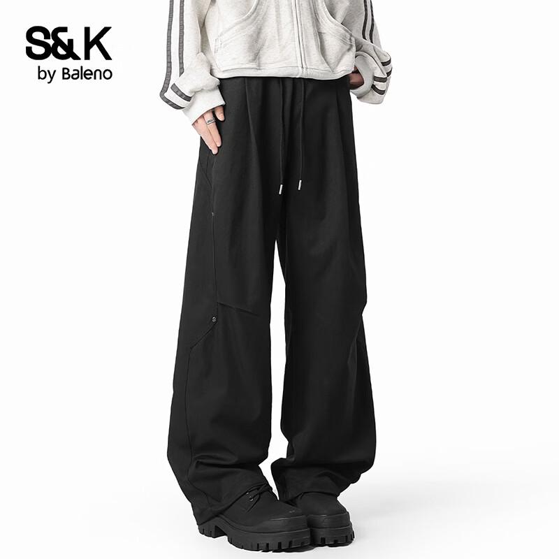 Baleno Men's S&K Retro Loose Wide-Leg Cargo Pants