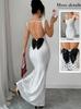 Vestido Largo de Verano para Mujer con Lunares, Espalda Descubierta y Lazo, Tirantes Finos - Adelgazante y Favorecedor