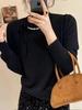 Autumn and winter new bow bead knitted sweater women's versatile solid color pullover soft waxy sweater top women
