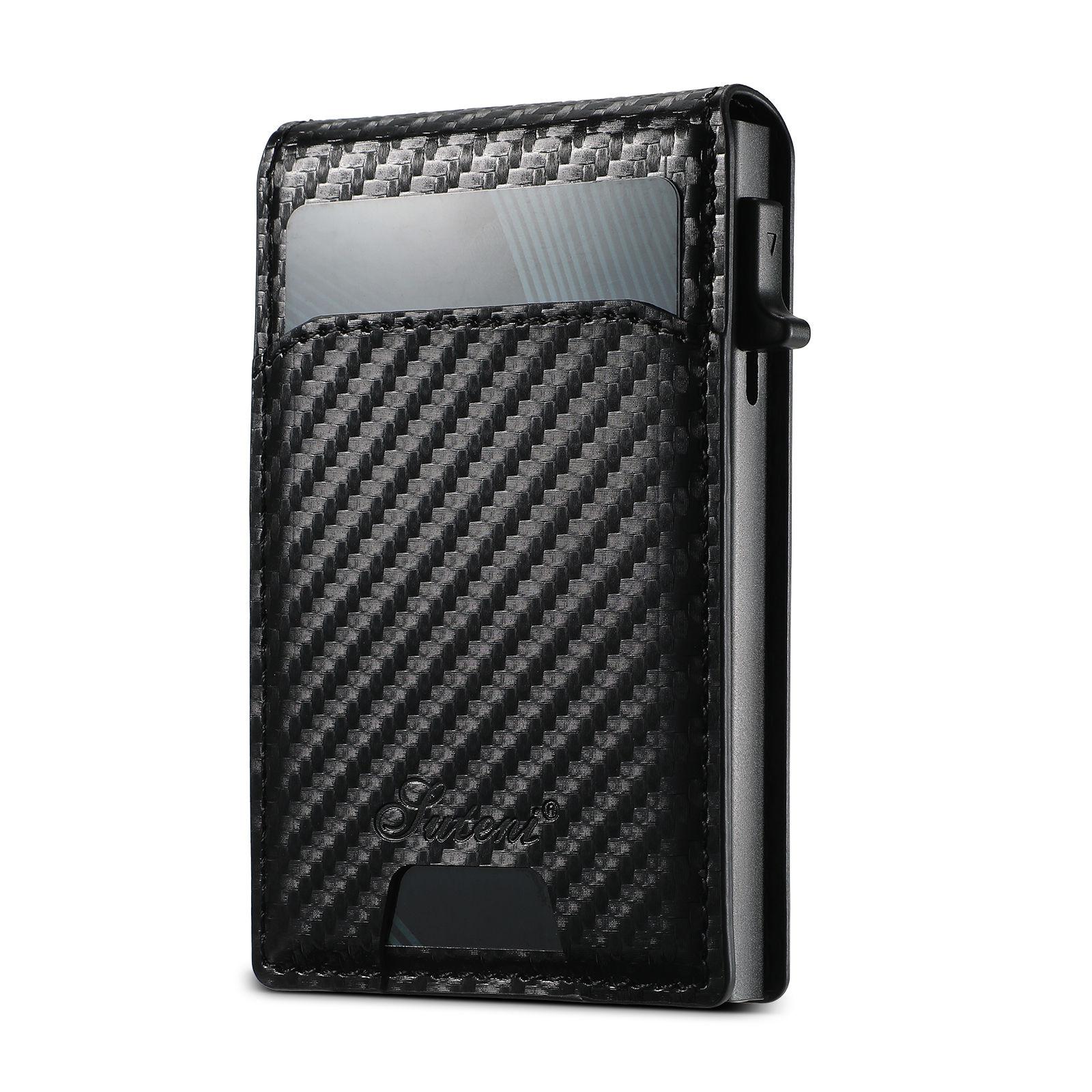 

Anti-degaussing card sleeve Pop-up card bag Magnetic suction storage card box Wallet Bank card ID card Anti-theft brush card box Carbon Fiber Magnetic Carton - Black
