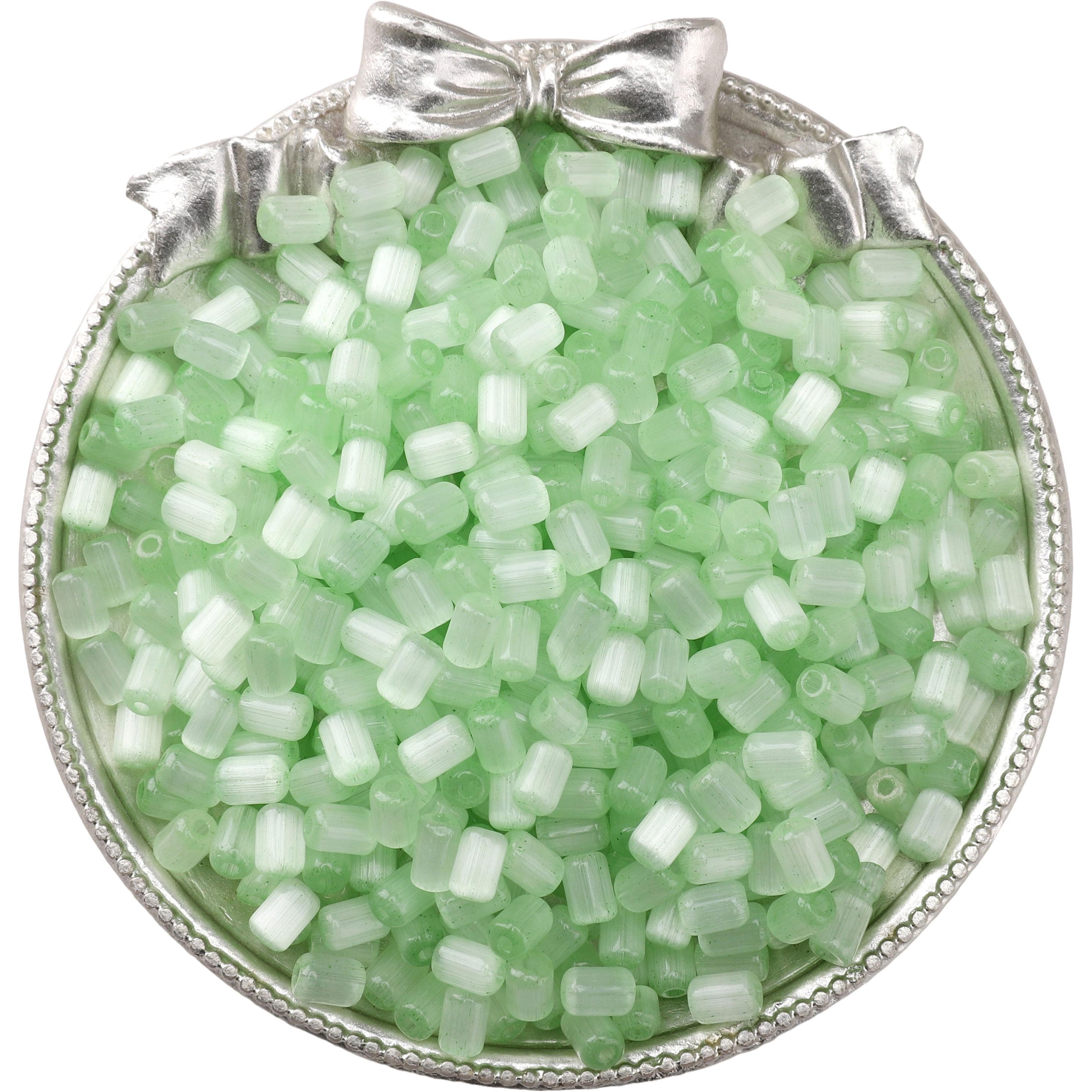 

60 шт. Стеклянные бусины-бисер «Кошачий глаз» в форме ююбы, для изготовления браслетов, ожерелий и других ювелирных изделий 4x6mm 60Pcs зелёный