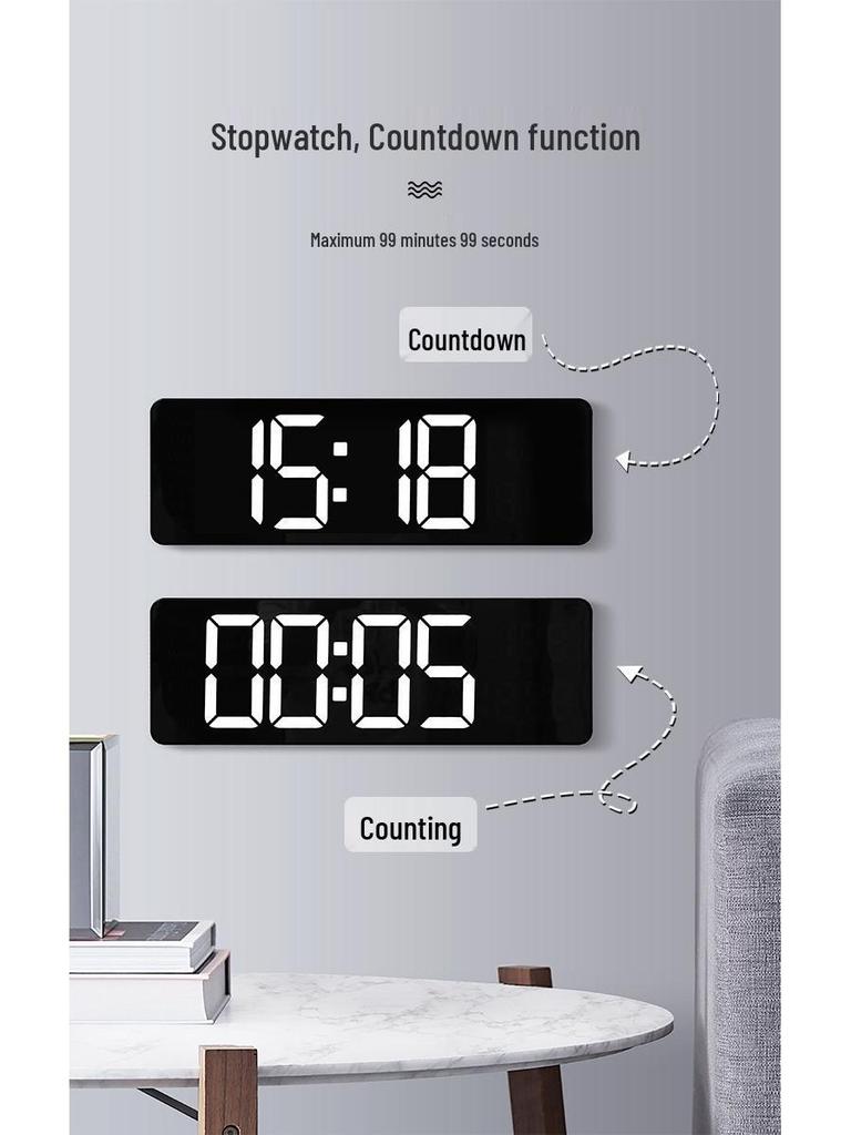 16" Nordic LED Digital Wall Clock with Large Screen Display, Model 6626 - Simple Living Room Décor.
