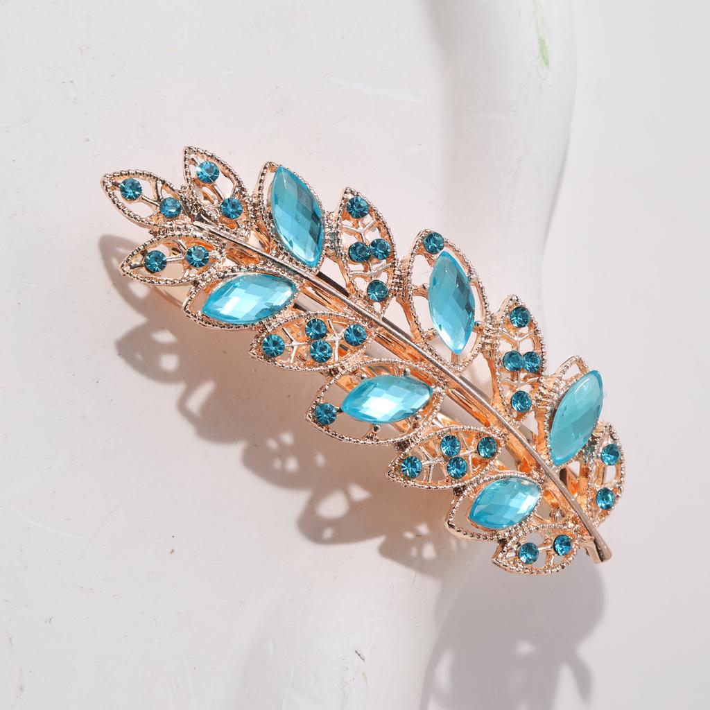 Beauty Women Fashion Hair Clip Creative Leaf Crystal Alloy Rhinestone Barrette Hairpin Headband Korean Hair Accessories