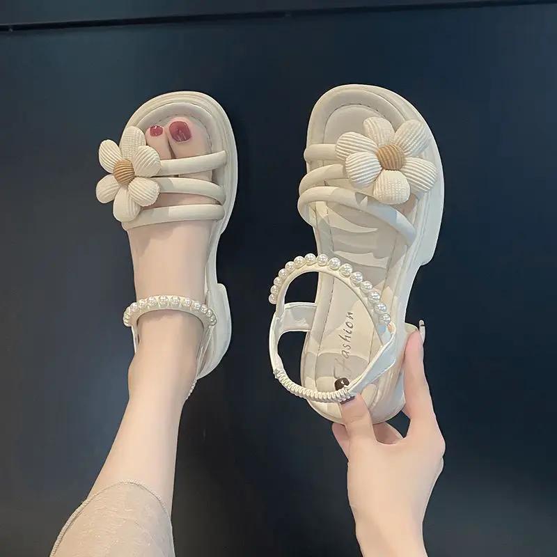 Fashion Summer Beach Open Toe Woman Shoes Luxury Vintage 2025 Offers Original Comfort Sandals for Women Chic and Elegant Wholesale Shoe