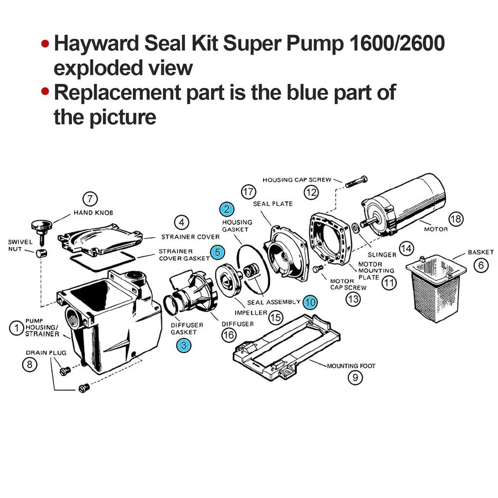Pool Pump O-Ring Seal Repair Kit Super Pumps SPX1600TRA SP1600Z2 SPX1600R SPX1600S SPX1600T (Regular, X, VSP Models)