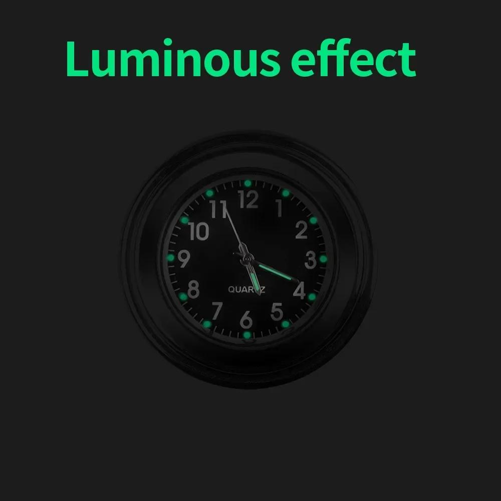 Universal 7/8 "Waterproof Chrome Motorcycle Bike Handlebar Mount Quartz Clock Watch Aluminum Luminous Clock Moto Black Amagi