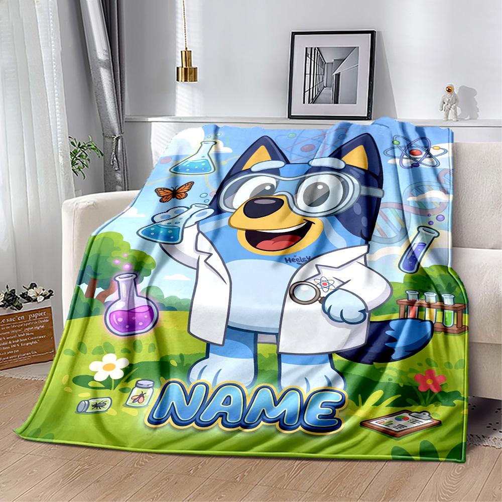 Bluey's Playful Pals Personalized Name Blanket Multi-purpose Personalized Blanket Soft & Cozy Versatile for Office Chair Picnics Sofa Bed