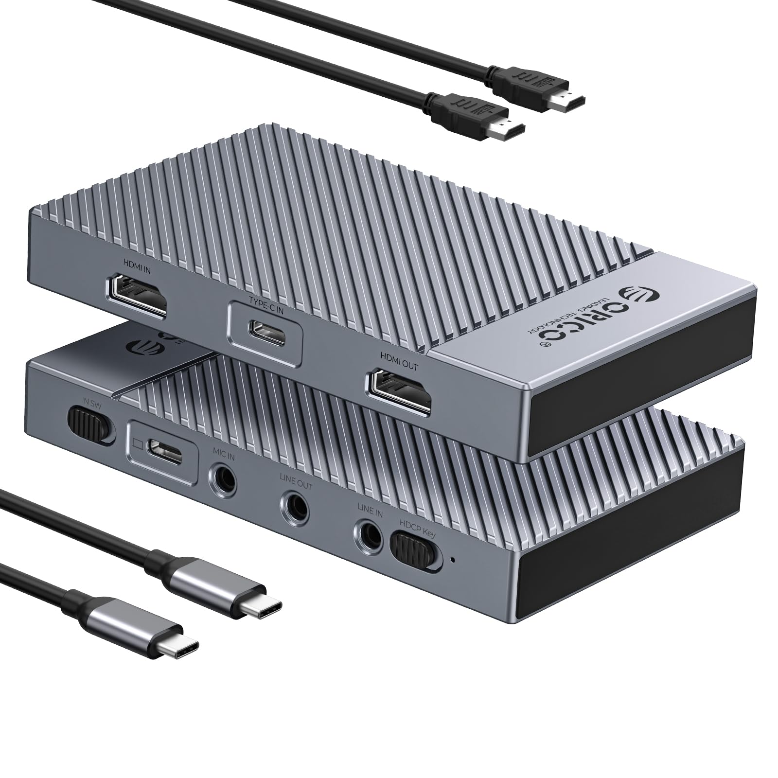 

ORICO HDMI Capture Card with HDR Video Capture for Video and Live Screen Compatible with and Includes Japanese Instruction Manual 4K@60Hz Pass-Through серый