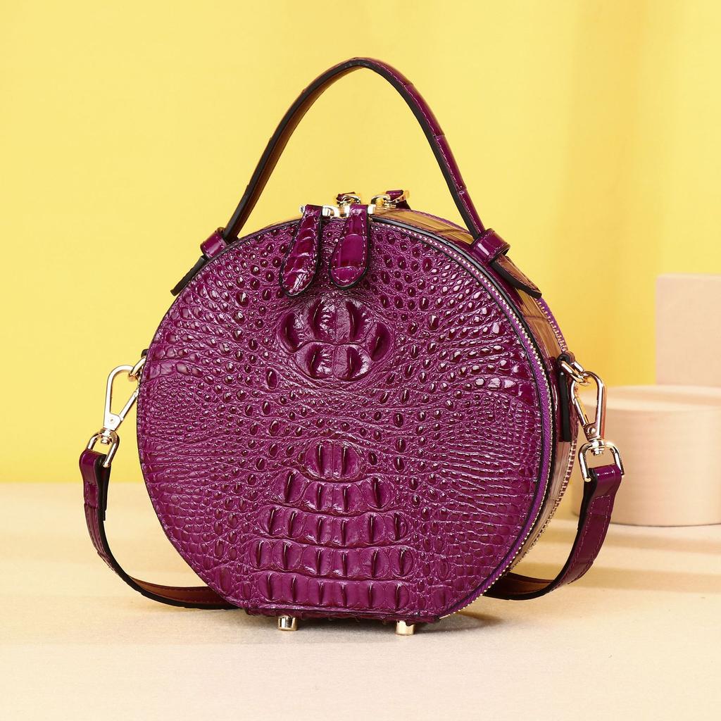Damen-Tasche mit Krokodilmuster, Runde Kuchen-Tasche, Neue große Umhängetasche, Sommerliche Einzel-Schulter-Tasche, Tragbare Organiser-Tasche, Trendig