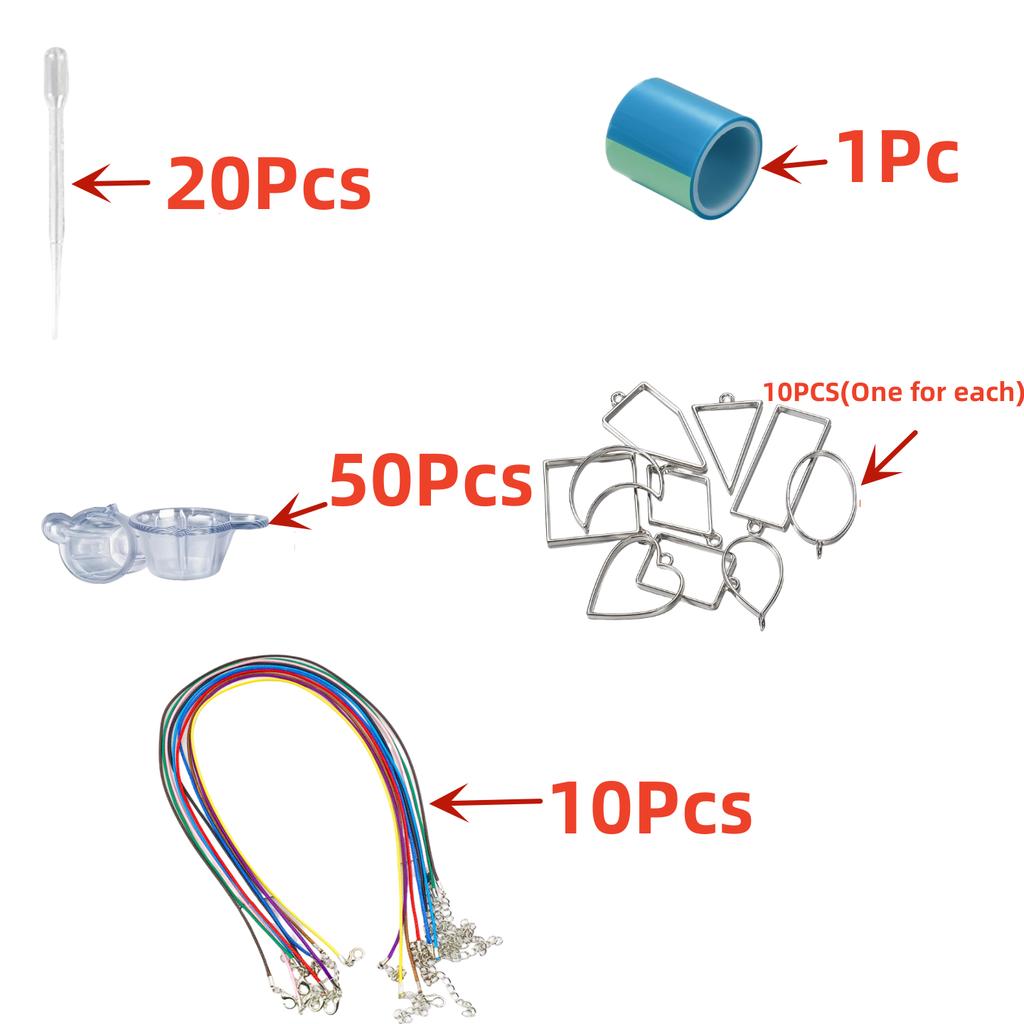 91PCS/Set Dropper Necklace Mold Set UV Epoxy Resin Molds For DIY Jewelry Making Findings Round Pendants