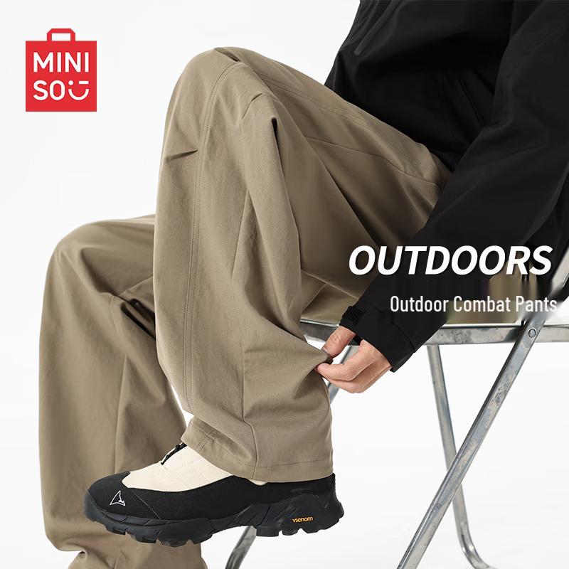 MINISO Men's Casual Straight-Leg Cargo Parachute Pants