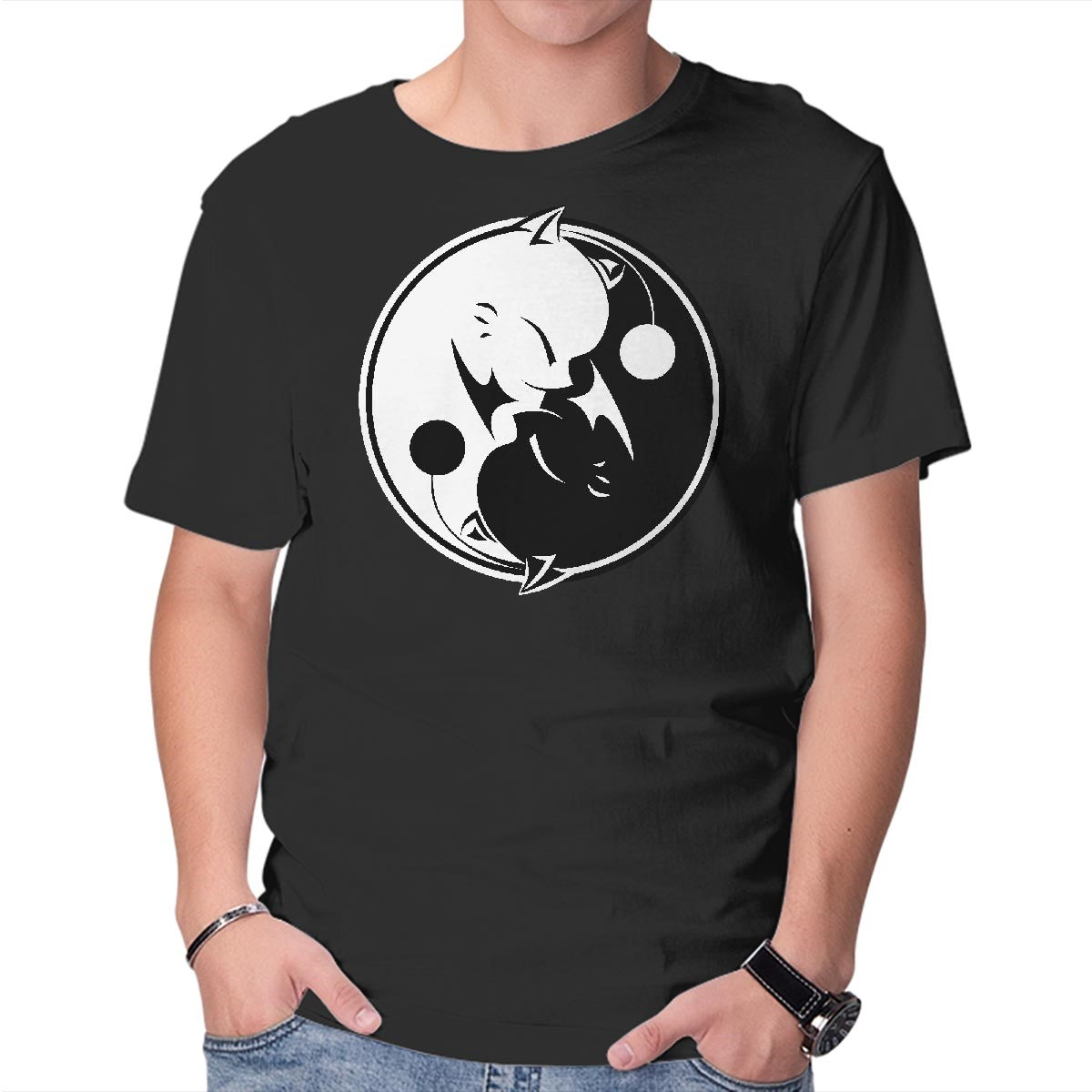 Unisex Crew Neck T-Shirt Yin Yang Mog Graphic Short Sleeve Casual Tee XS
