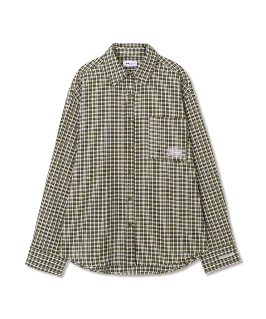 Michikoleondeonkosino Light Oversized Check Shirt Khaki