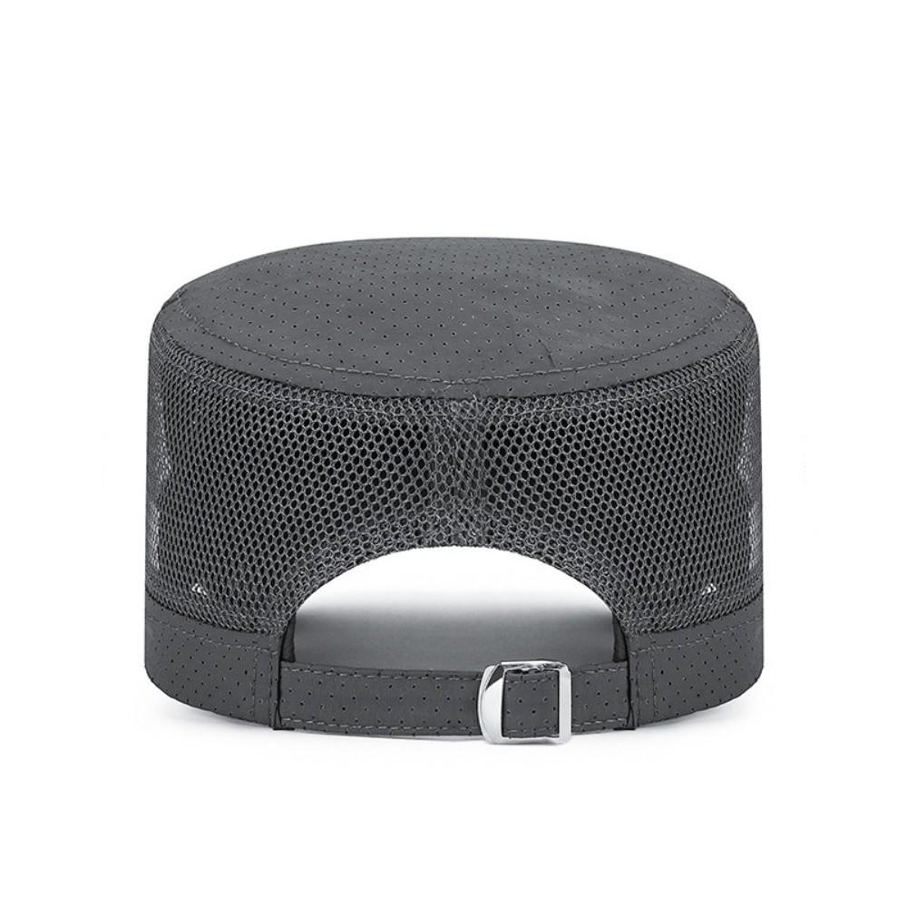 Fashion Mesh Flat Top Hat Solid Color Adjustable Flat Peaked Cap Quick Drying Lightweight Men’s Sun Hat Outdoor