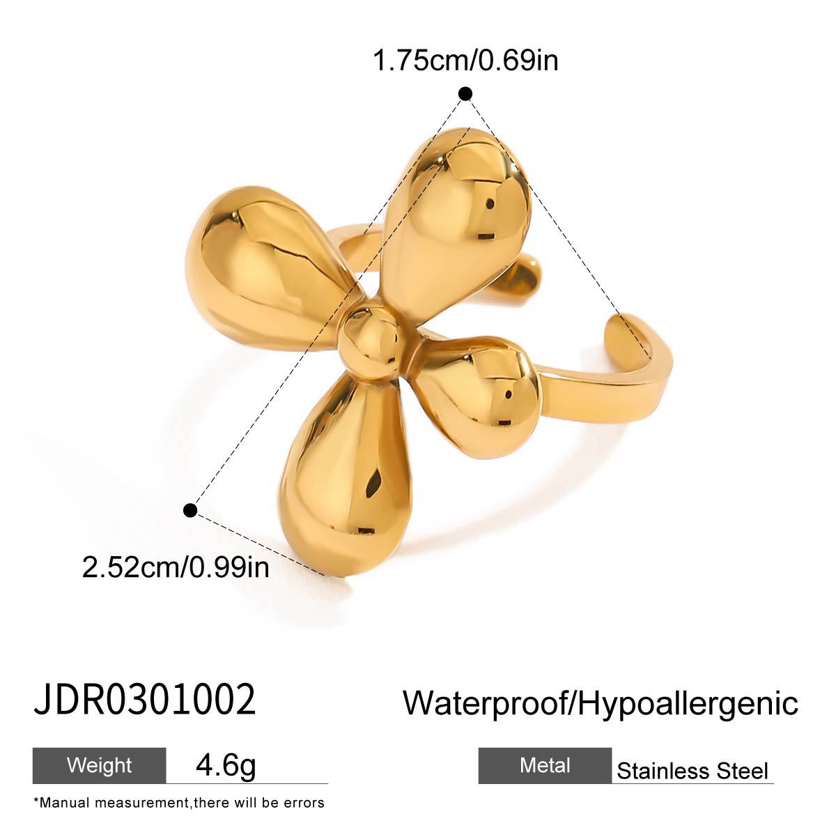 Jiedin European and American stainless steel flower ring niche design ring titanium steel jewelry jewelry does not fade ring