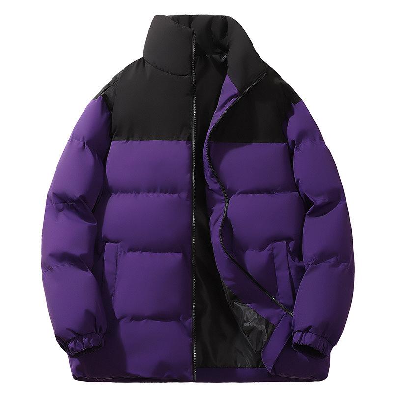 

New Color Matching Cotton-padded Clothes for Men s Winter Youth Thickened Feather Rong Cotton-padded Clothes Trendy Casual Cotton-padded M темно-фиолетового