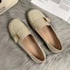 Round Toe Loafers Beige Moccasins Flat Woman Footwear Luxury Leather Casual Flats Low Heel Elegant Office Shoes For Women Chic A