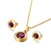 European & American Fashion Crystal Necklace & Earrings Gold Set