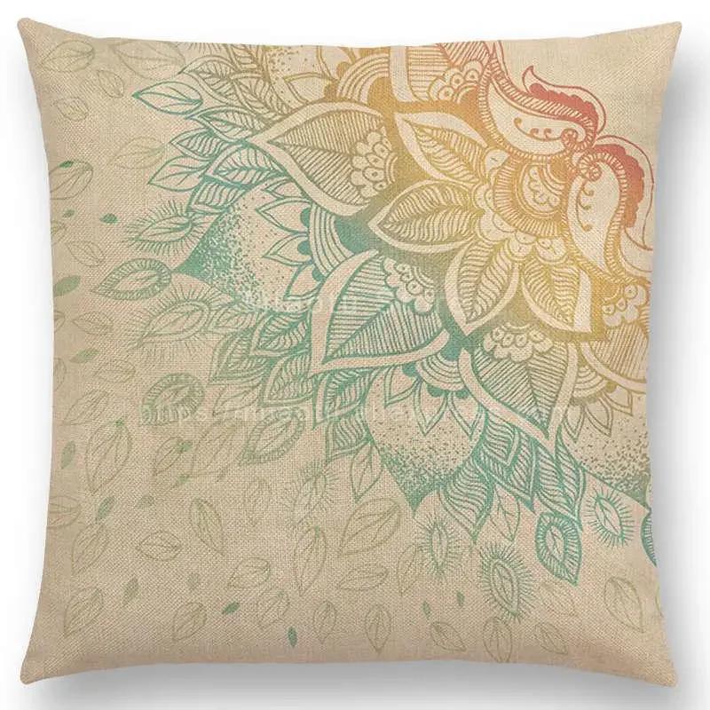 Schönes Blatt-Blumenmuster Mandala Kissenbezug Jahresringe Wunderschöne Blumen Drucke Sofakissenbezug Heimdekoration Dekorativ