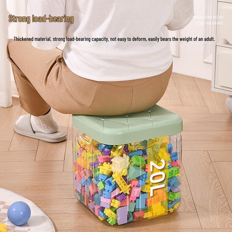 Children's Toy Storage Bench with Transparent Large Capacity for Plush Dolls and Cloth Bags