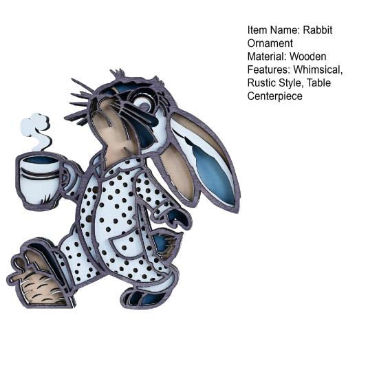Easter Rabbit Ornament 3D Wooden Bunny Decoration Rustic Spring Rabbit