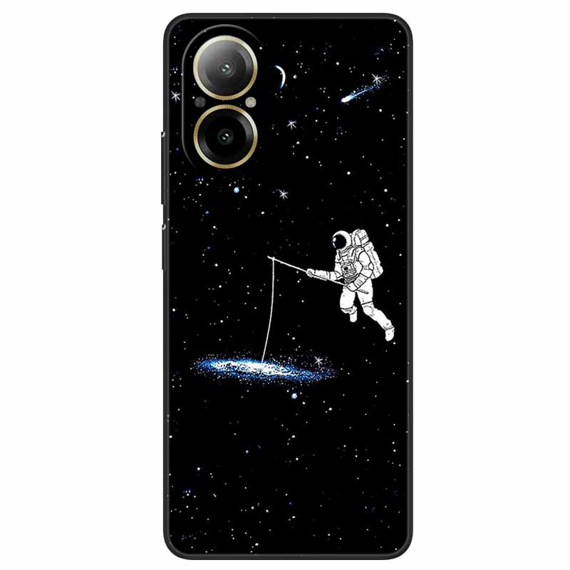 For Realme C67 4G Case Animals Painted Black TPU Silicone Soft Bumpers for RealmeC67 4G C 67 RMX3890 Phone Covers Wolf Cool Bags