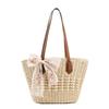 Bolsos de Hombro Fashi Casual con Cremallera Gran Capacidad Tejidos de Paja para Mujer Bolsos Tote Simples Versátiles para el Trabajo Dulces Juveniles