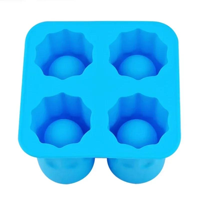 

4 сетки, форма для чашки льда, силиконовый лоток для кубиков льда, форма для льда, стеклянная форма для льдогенератора, летний инструмент для питья, форма для изготовления кубиков льда светло-синий