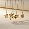 Stainless Steel Floral Pearl Necklace - Luxury Geometric Clavicle Chain