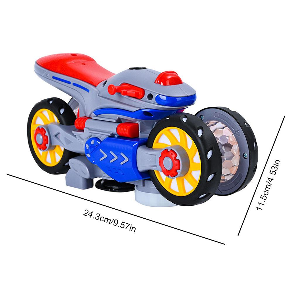 Auto-Rotating Wheels Motorcycle Model with LED Light and Music Transforming Motorcycle Electric Motorcycle Music Toy Kids Gift