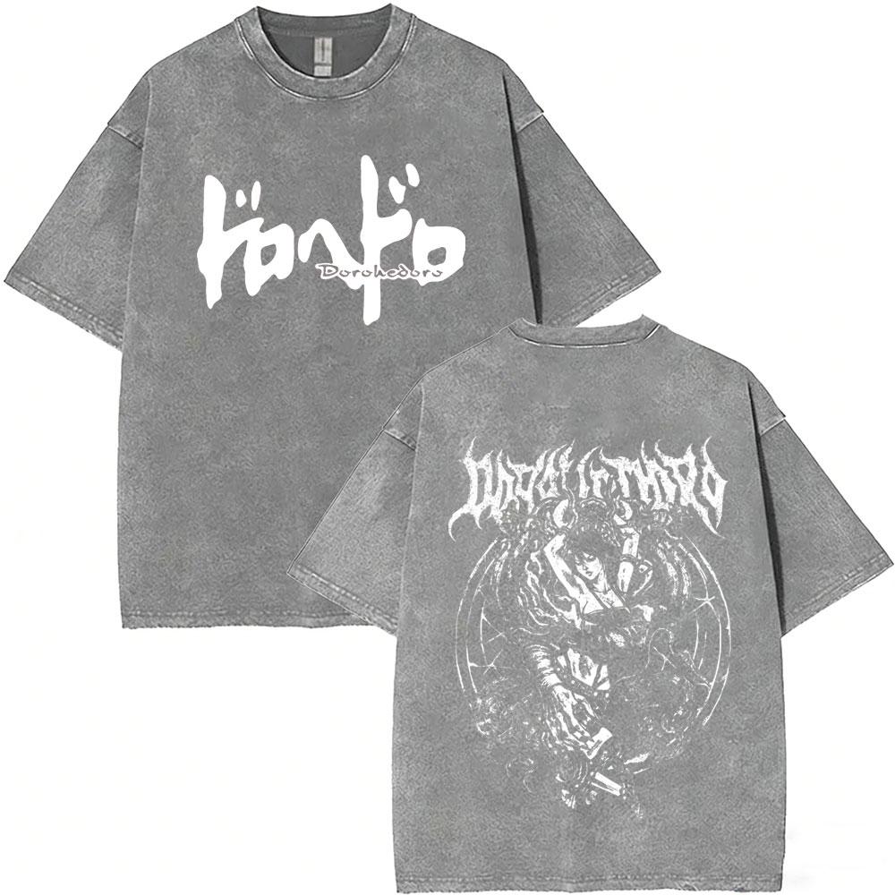 T-shirt Grafiche Vintage Lavate Anime Dorohedoro Kaiman Uomo Donna Gotica Manga Rock T-shirt Maschili T-shirt Oversize Streetwear