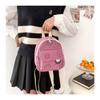 Smiley Face Cotton Backpack for Women, Soft Wavy Quilted Shoulder Bag with Handle, Street Style Casual Daypack