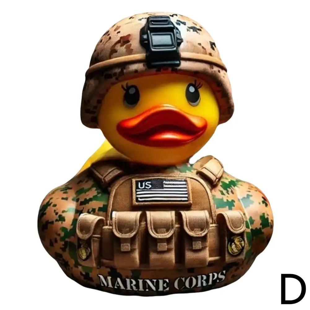 

1pc Creative Duck Ornament Veteran Tribute Resin Duck Statue Gothic Sculpture Punk Animal Figurine Desktop Craft Car Collectible